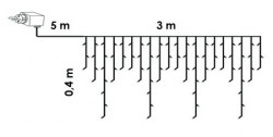 LED ledenica 3,0 x 0,4 m 101 kom toplo bela, crni kabal ( KDL 126 )