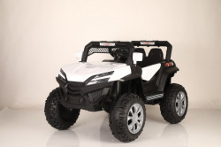 Bagi 1 na akumulator 4x4 sa kožnim sedištima i mekim gumama + mod za ljuljanje - Beli