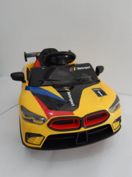 BMW MOTO SPORT - Žuti Auto na akumulator sa kožnim sedištem + funkcija ljuljanja