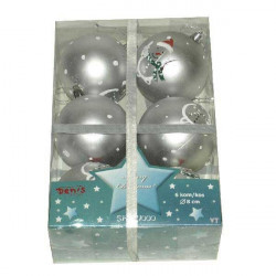 Ukrasne kuglice 8cm 6kom srebrene ( 51-421000 )