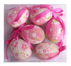 Uskršnje jaje belo/roza cvetići 6cm ( 671641 )