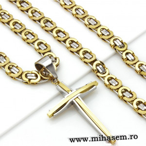 Lant +medalion INOX placat ( otel inoxidabil ) cod mihasem553