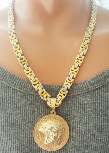 Lant +medalion INOX placat cod mihasem759