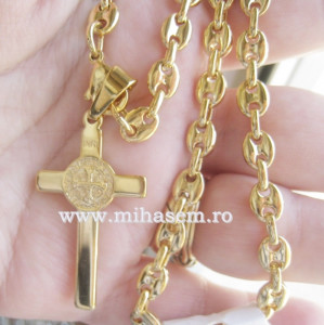 Lant +medalion INOX placat ( otel inoxidabil ) cod mihasem316