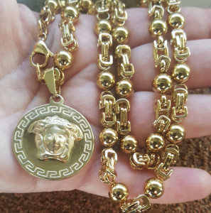 Lant +medalion INOX placat ( otel inoxidabil ) cod mihasem740