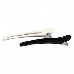 BFUTI49954 BLACK AND WHITE ALUMINUM DUCK CLIPS 12 PCS. BIFULL