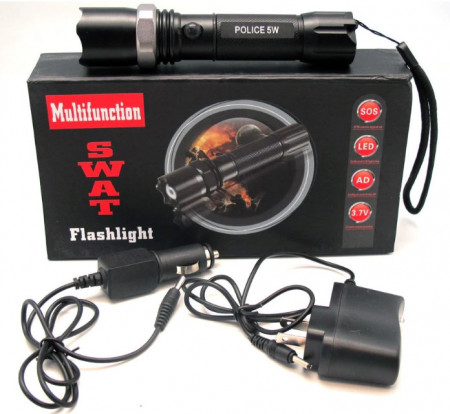 PACHET - 2 X LANTERNE SWAT LED 3W Q5 METALICA REINCARCABILA