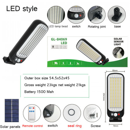 LAMPA SOLARA DE PERETE 100 LED 3 MOD ILUMINARE GL-84069