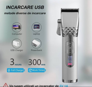 Aparat de tuns Andowl Q-LF868, lame ceramice, pe acumulator, accesorii