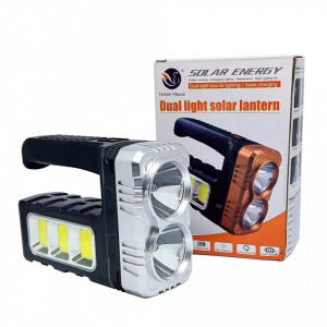 LANTERNĂ DE MÂNĂ REÎNCĂRCABILĂ CU PANOU SOLAR ȘI ÎNCĂRCARE USB (2 LED + 3 LED COB) 7702-B-1