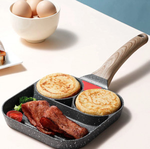 Tigaie cu 2 compartimente si grill din aliaj de aluminiu
