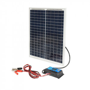 Panou solar fotovoltaic cu regulator 12-24V/10Ah si cablu baterie