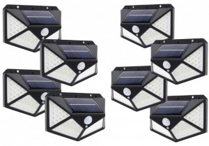 PROMO: SET 8 LAMPI SOLARE 100 LED - 3 MOD ILUMINARE + LANTERNA CADOU