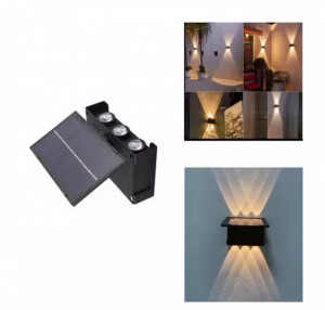 Lampa solara de perete cu 6 LED-uri, lumina alb calda
