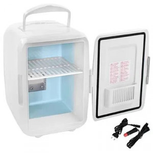 Mini Frigider Turistic Portabil cu Functie de Racire si Incalzire 12V/220V Alb