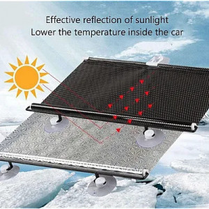 Parasolar auto cu ventuze retractabil gri 58 cm x 125 cm