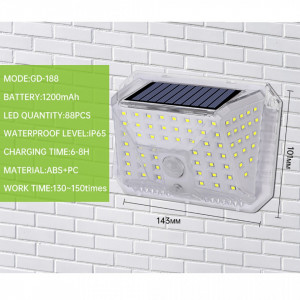 SET 4 LAMPI SOLARE 88 LED SMD SI SENZOR MISCARE