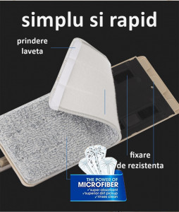 GALEATA CU MOP PLAT SI STORCATOR + 3 LAVETE MICROFIBRA