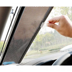 Parasolar auto cu ventuze retractabil negru 68 cm x 125 cm