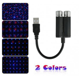 Proiector auto cu lumina laser ambientala - 2 culori USB