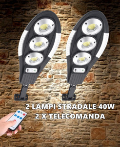SET 2 LAMPI SOLARE STRADALE 3 CASETE 40W