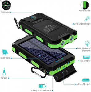 Baterie externa Power Bank solar portabil 20.000mAh