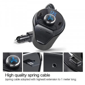 Modulator FM BX6 BX7 FM functie Bluetooth cu 2 porturi USB Slot TF CARD AUX Negru