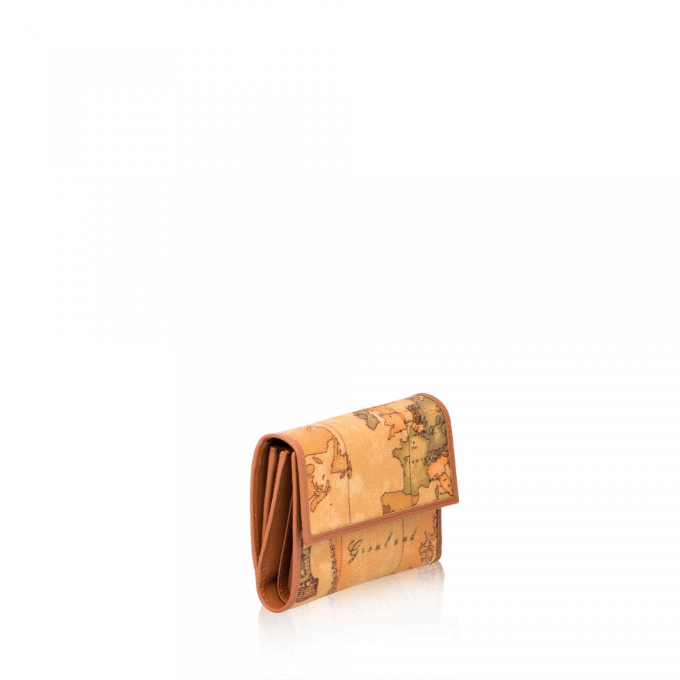 Portafoglio Medio ALVIERO Martini 1 Classe | Tessuto Geo Classic Con Patta E Piastrina Dorata 10x15cm