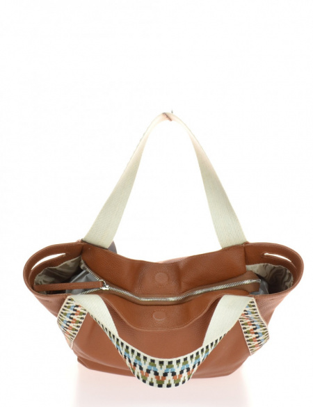 BORSA DONNA SACCA CON MANICI IN TESSUTO MULTICOLOR MONTINI GELSOMINA MADE IN ITALY