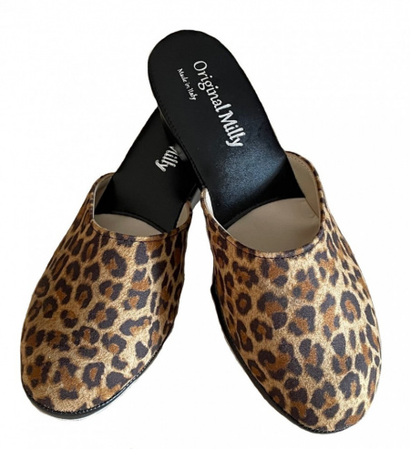 PANTOFOLA DONNA MILLY STAMPA ANIMALIER ARTIGIANALE MADE IN ITALY