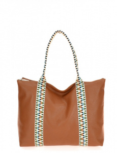 BORSA DONNA SHOPPING CON MANICI IN TESSUTO MULTICOLOR MONTINI GIOIA MADE IN ITALY