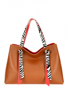 BORSA DONNA SHOPPING IN PELLE BICOLORE CON MANICI CAVALLINO ZEBRA MONTINI GERMANIA MADE IN ITALY