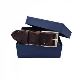 CINTURA UOMO 4 CM IN CUOIO DI TORO TRAFORATO ORIONE BELTS ARTIGIANALE MADE IN ITALY