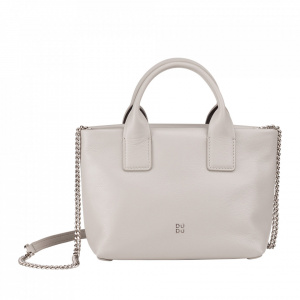 DUDU Borsa Donna Piccola a Tracolla in Vera Pelle, Borsa Mini Bag da Sera Elegante, 22 x 13 cm, Doppi Manici, Tracolla a Catena, Chiusura Zip