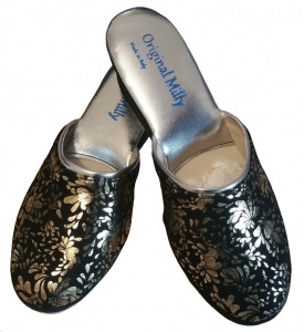 PANTOFOLA DONNA IN CAMOSCIO MILLY STAMPA FIORI ARTIGIANALE MADE IN ITALY