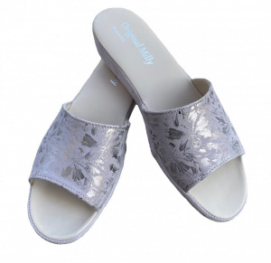 CIABATTA DONNA MILLY IN CAMOSCIO STAMPA FIORI ARTIGIANALE MADE IN ITALY
