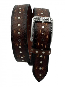 CINTURA UOMO 4 CM IN CUOIO ABRASIVATO CON BORCHIE ORIONE BELTS ARTIGIANALE MADE IN ITALY