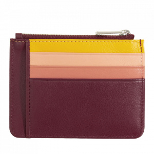 DUDU Bustina porta carte di credito in vera pelle colorata portafogli con zip