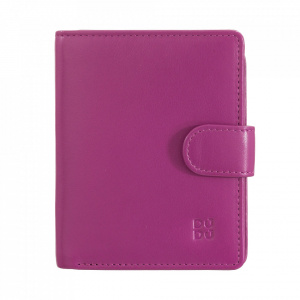DUDU Portafoglio Donna in Pelle Vera Piccolo Portacarte in Pelle RFID con Cerniera Portamonete Banconote, Chiusura Esterna