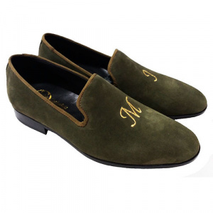 ESCLUSIVE PANTOFOLE MOCASSINO LUSSO IN CAMOSCIO PERSONALIZZABILI CON INIZIALI GAROFALO GIANBATTISTA ARTIGIANALI MADE IN ITALY