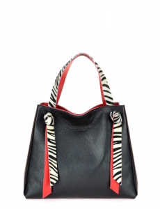 BORSA DONNA IN PELLE BICOLORE CON MANICI CAVALLINO ZEBRA MONTINI GEMMA MADE IN ITALY