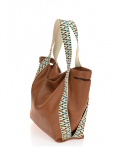 BORSA DONNA SACCA CON MANICI IN TESSUTO MULTICOLOR MONTINI GELSOMINA MADE IN ITALY