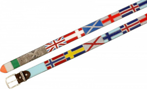 CINTURA UOMO 4 CM PATCHWORK ORIONE BELTS BANDIERE NORD EUROPA IN PITONE E STRUZZO ARTIGIANALE MADE IN ITALY