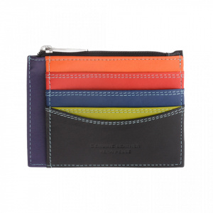 DUDU Bustina porta carte di credito in vera pelle colorata portafogli con zip