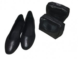 PANTOFOLE BALLERINE DONNA IN CAMOSCIO DA VIAGGIO CON CUSTODIA GEDA LINEA LUCIA MADE IN ITALY