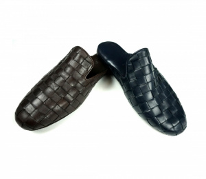 PANTOFOLE UOMO IN PELLE INTRECCIATA GEDA MADE IN ITALY