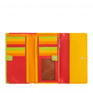 Portafoglio da donna in pelle morbida colorato Trifold porta carte con patta DUDU