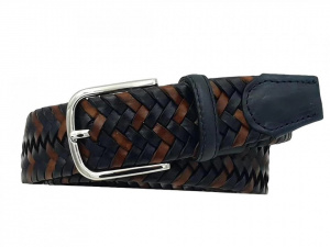 CINTURA UOMO 3,5 CM EXTRA LARGE ELASTICA BICOLORE INTRECCIATA IN CUOIO ORIONE BELTS ARTIGIANALE MADE IN ITALY