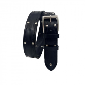 CINTURA UOMO 4 CM IN CUOIO ABRASIVATO CON BORCHIE ORIONE BELTS ARTIGIANALE MADE IN ITALY