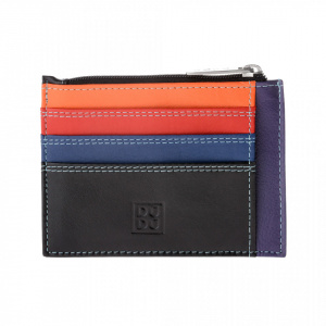 DUDU Bustina porta carte di credito in vera pelle colorata portafogli con zip